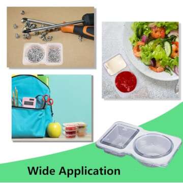 Jatranzity 20 Sets Double Compartment Condiment Container for Dip, Sauce, Sampling and Travel Snacks(Includes 10 Pairs Disposable Gloves)