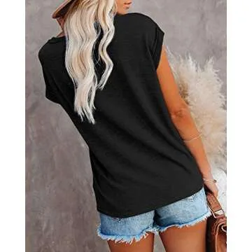 Goranbon Women's Summer Casual Tops - Cuffed Short Sleeve Blouses for Every Occasion