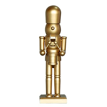 AMLESO 10 Inches Golden Wood Nutcracker Soldier Drummer - Festive Holiday Decor