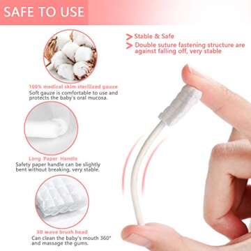 102PCS Baby Tongue Cleaner,Baby Oral Cleaner Newborn Baby Toothbrush,Disposable Infant Toothbrush Cl...