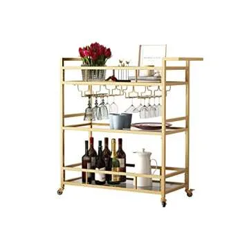 LORMITER 3 Tier Gold Bar Cart - Elegant and Functional
