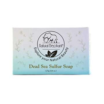 Natural Elephant Dead Sea Sulfur Soap 4.4 oz with Dead Sea Salt, Aloe Vera, Sulphur Face and Body Bar for All Skin Types Single 4.4 oz (125 g) Soap
