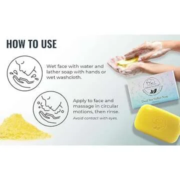 Natural Elephant Dead Sea Sulfur Soap 4.4 oz with Dead Sea Salt, Aloe Vera, Sulphur Face and Body Bar for All Skin Types Single 4.4 oz (125 g) Soap