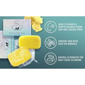 Natural Elephant Dead Sea Sulfur Soap 4.4 oz with Dead Sea Salt, Aloe Vera, Sulphur Face and Body Bar for All Skin Types Single 4.4 oz (125 g) Soap
