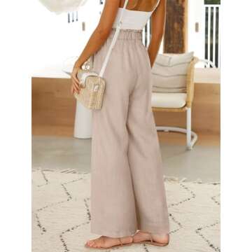 ANRABESS Womens Linen Pants 2025 Summer Casual Loose Wide Leg Palazzo Pants Spring High Waist Flowy Beach Trousers Outfits Apricot Medium