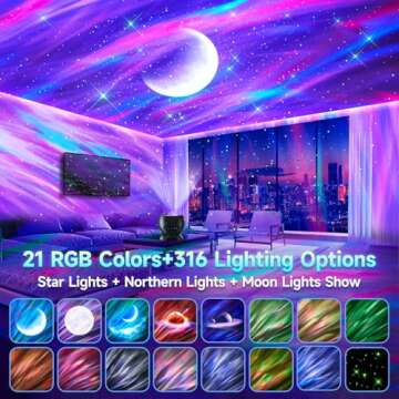 Star Projector Galaxy Light, 21 RGB Colors+15 White Noises Northern Lights Projector & Moon Projector & Star Projector, Bluetooth Speaker Aurora Light Projector,Star Night Light Projector Galaxy Light