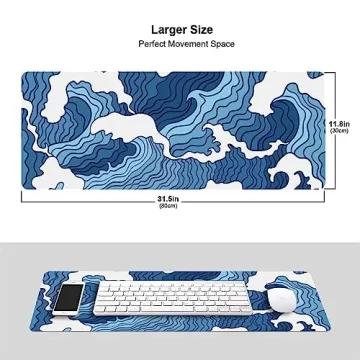 Japanese Wave Gaming Mouse Pad XL – Elegant Design & Durable