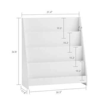 SoBuy Bookshelf for Kids, Montessori Bookshelf Toddler Bookcase 4-Tiers, Storage Display Rack Organizer Holder for Classrooms, Playrooms, and Nursery, White, KMB32-W