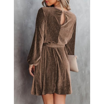 Elegant Women's Velvet Party Dress Plus Size Long Sleeve