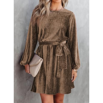 Elegant Women's Velvet Party Dress Plus Size Long Sleeve