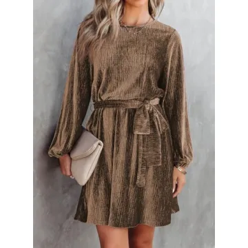 Elegant Women's Velvet Party Dress Plus Size Long Sleeve