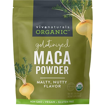 Viva Naturals Organic Maca Powder - Gelatinized Peruvian Superfood for Energy, 1 lb Bag