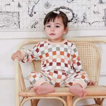 Karwuiio Toddler Baby Clothes Stylish Checkerboard Set