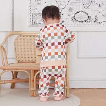 Karwuiio Toddler Baby Clothes Stylish Checkerboard Set