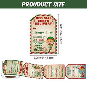 200 Pieces from Santa Claus Stickers Roll Vintage Christmas Tags Stickers Santa Delivery from The No...