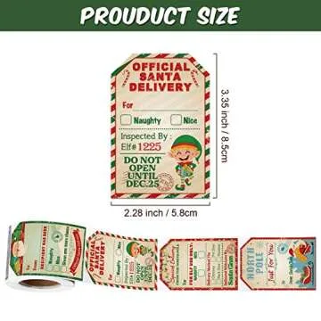 200 Pieces from Santa Claus Stickers Roll Vintage Christmas Tags Stickers Santa Delivery from The No...
