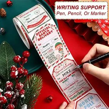 200 Pieces from Santa Claus Stickers Roll Vintage Christmas Tags Stickers Santa Delivery from The North Pole Present Stickers Labels for Christmas Party Decorations, 2.3 x 3.34 Inch(Light Color)