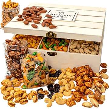 Nut Gift Basket | Healthy Valentines Day Gift of Assorted Nuts in Reusable Wood Crate | Large Variet...