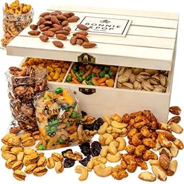 Nut Gift Basket | Healthy Valentines Day Gift of Assorted Nuts in Reusable Wood Crate | Large Variet...