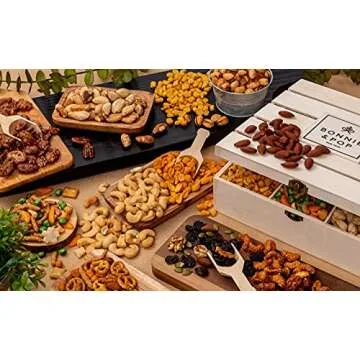 Nut Gift Basket | Healthy Valentines Day Gift of Assorted Nuts in Reusable Wood Crate | Large Variety Tray with Unique Flavors | Parties, Holidays, Birthday, Sympathy, Office, Thank You, Him, Her | Bonnie & Pop