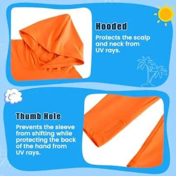 HODOSPORTS Boys Rash Guard Swim Shirt Long Sleeve for Kids UPF 50+ Sun Protection Hooded Swimming Hiking Shirts Swimsuit Orange