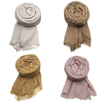 MANSHU 4PCS Women Soft Cotton Scarf Shawl - Stylish, Versatile Accessories