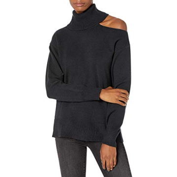 The Drop Josephine Cutout Turtleneck Sweater in Black