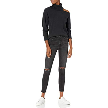 The Drop Josephine Cutout Turtleneck Sweater in Black