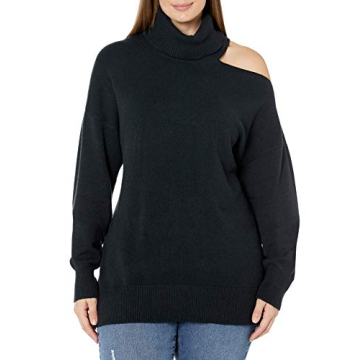 The Drop Josephine Cutout Turtleneck Sweater in Black