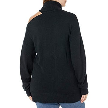 The Drop Josephine Cutout Turtleneck Sweater in Black
