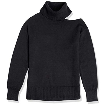 The Drop Josephine Cutout Turtleneck Sweater in Black