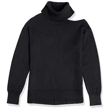 The Drop Josephine Cutout Turtleneck Sweater in Black