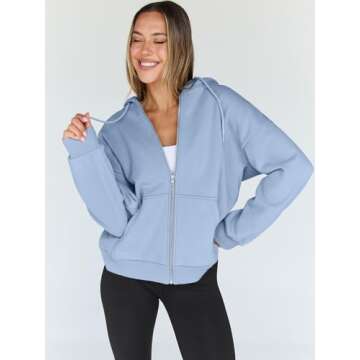 Trendy Queen Womens Zip Up Hoodies Oversized Sweatshirts Fall Fashion Outfits Casual Jackets 2025 Wi...