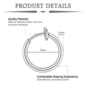 Mayhoop 16g Cartilage Earring Stud Hoop Tragus Stud Forward Helix Earrings Rook Daith Conch Stainless Steel Piercing Jewelry