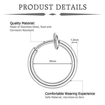 Mayhoop 16g Cartilage Earring Stud Hoop Tragus Stud Forward Helix Earrings Rook Daith Conch Stainless Steel Piercing Jewelry