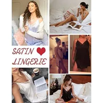 Ekouaer Satin Lingerie Nightgown, Babydoll Chemise
