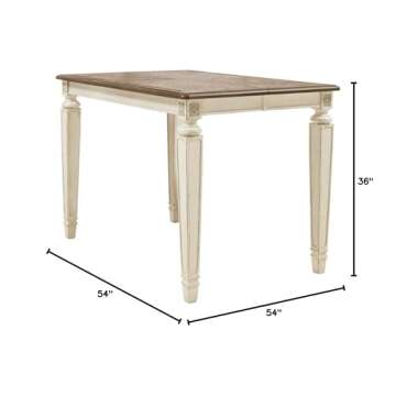 Signature Design by Ashley Realyn French Country Dining Room Table, White & Brown Antique Finish