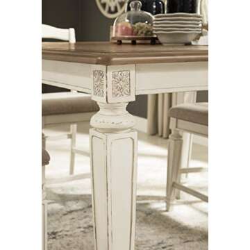 Signature Design by Ashley Realyn French Country Dining Room Table, White & Brown Antique Finish