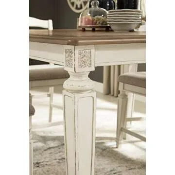 Signature Design by Ashley Realyn French Country Dining Room Table, White & Brown Antique Finish