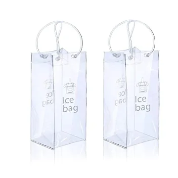 Ice Wine Bag Portable Collapsible Clear Wine Pouch Cooler with Handle for Party,Outdoor,Champagne,Co...