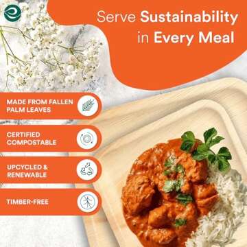 ECO SOUL Compostable 7 & 10 Inch Palm Leaf Square Plates (100 Count) Like Bamboo Plates | Biodegrada...