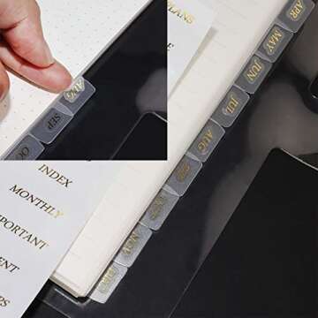 6 Holes Transparent PVC Binder Divider Pages with Tabs - Clear Index Dividers for A5 Binders - 12 Sh...