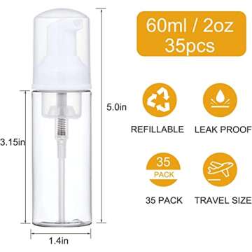 35 pcs 2oz Foam Soap Dispensers – Mini Travel Bottles with Pump