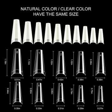 Vcedas Fake Nail Coffin Shape Long 500PCS Clear Tips for Acrylic Nails French Lady 10 Sizes Half Cover False Nail Art Tips Artificial for DIY Nail Salon