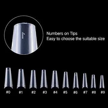 Vcedas Fake Nail Coffin Shape Long 500PCS Clear Tips for Acrylic Nails French Lady 10 Sizes Half Cover False Nail Art Tips Artificial for DIY Nail Salon