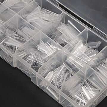 Vcedas Fake Nail Coffin Shape Long 500PCS Clear Tips for Acrylic Nails French Lady 10 Sizes Half Cover False Nail Art Tips Artificial for DIY Nail Salon