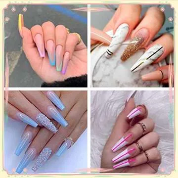 Vcedas Fake Nail Coffin Shape Long 500PCS Clear Tips for Acrylic Nails French Lady 10 Sizes Half Cover False Nail Art Tips Artificial for DIY Nail Salon
