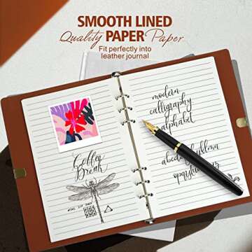 Purture A5 Refill Paper, A5 Loose Leaf Binder Paper for A5 Binder, A5 Planner Inserts, A5 Lined Paper Refill, 6 Ring A5 Paper Refill for A5 Binder Refillable Notebook Journal, 140 Sheets/280 Pages