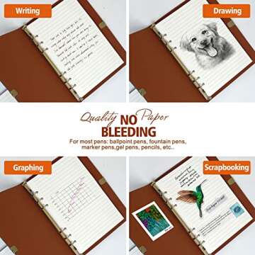 Purture A5 Refill Paper, A5 Loose Leaf Binder Paper for A5 Binder, A5 Planner Inserts, A5 Lined Paper Refill, 6 Ring A5 Paper Refill for A5 Binder Refillable Notebook Journal, 140 Sheets/280 Pages