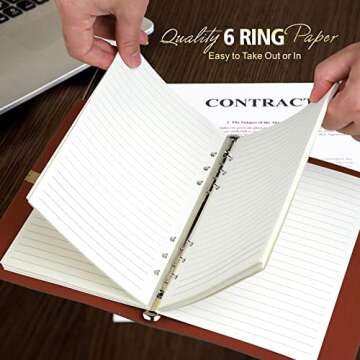 Purture A5 Refill Paper, A5 Loose Leaf Binder Paper for A5 Binder, A5 Planner Inserts, A5 Lined Paper Refill, 6 Ring A5 Paper Refill for A5 Binder Refillable Notebook Journal, 140 Sheets/280 Pages